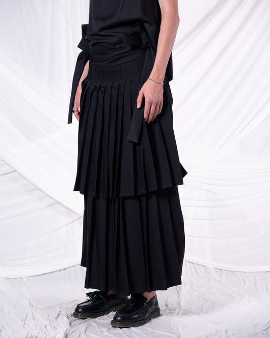 Z Double Layer Pleated Skirt